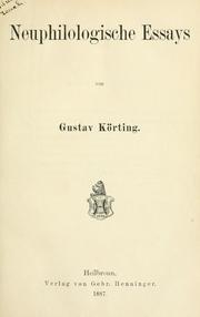 Cover of: Neuphilologische essays. by Gustav Körting