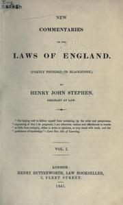 Cover of: New commentaries on the laws of England: (partly founded on Blackstone)