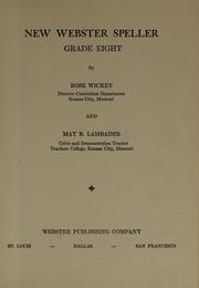 Cover of: New Webster speller: part II, grades 5, 6, 7, and 8