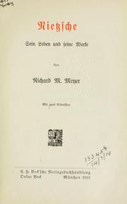 Cover of: Nietzsche: sein leben und seine werke