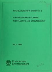 Cover of: N-nitrosodimethylamine in effluents and groundwater: report