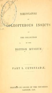 Cover of: Nomenclature of coleopterous insects in the collection of the British Museum. | British Museum