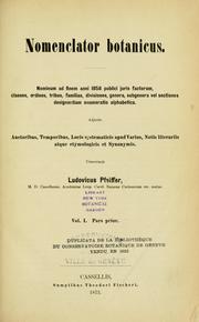 Cover of: Nomenclator botanicus. by Ludwig Georg Karl Pfeiffer