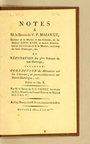 Notes à M. le baron de V.P. Malouet by Baron de Vastey