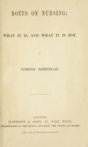 Cover of: Notes on nursing by Florence Nightingale