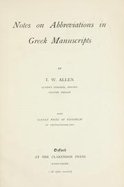 Cover of: Notes on abbreviations in Greek manuscripts