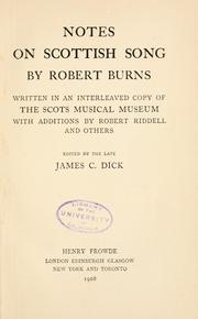 Cover of: Notes on Scottish song