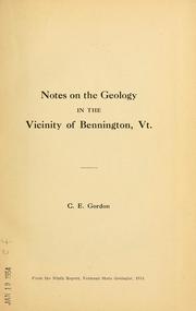 Cover of: Notes on the geology in the vicinity of Bennington, Vt