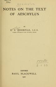 Cover of: Notes on the text of Aeschylus