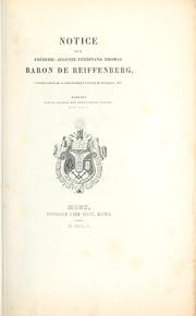 Cover of: Notice sur Fréderic Auguste Ferdinand Thomas, baron de Reiffenberg.