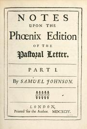 Cover of: Notes upon the Phoenix edition of The pastoral letter.  Part I