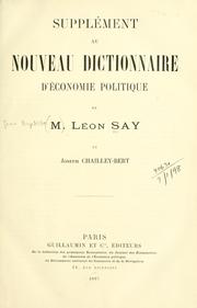 Cover of: Nouveau dictionnaire d'économie politique.  Supplément