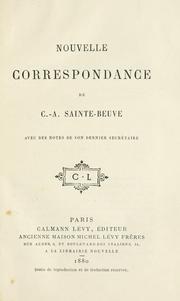 Cover of: Nouvelle correspondance by Charles Augustin Sainte-Beuve