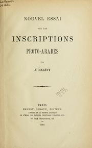 Cover of: Nouvel essai sur les inscriptions protoarabes.