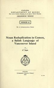 Cover of: Noun reduplication in Comox, a Salish language of Vancouver island. by Edward Sapir