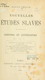 Cover of: Nouvelles études slaves: histoire et littérature.