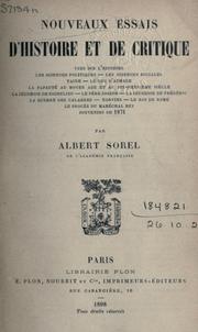 Cover of: Nouveaux essais d'histoire et de critique. by Albert Sorel