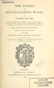 Cover of: Novels and miscellaneous works by Daniel Defoe