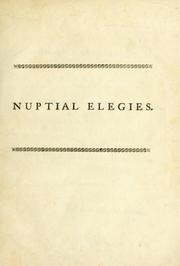 Cover of: Nuptial elegies.