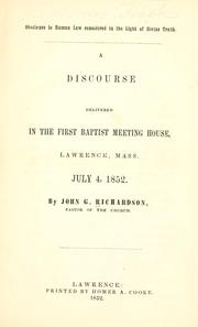 Cover of: Obedience to human law considered in the light of divine truth. by John G. Richardson, John G. Richardson