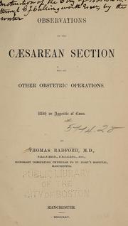 Cover of: Observations on the Caesarean section and on other obstetric operations: with an appendix of cases.