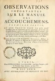 Cover of: Observations importantes sur le manuel des accouchemens ...