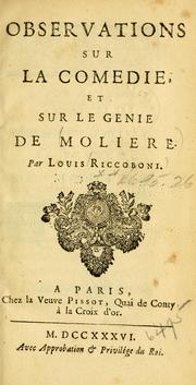 Cover of: Observations sur la comedie, et sur le genie de Moliere