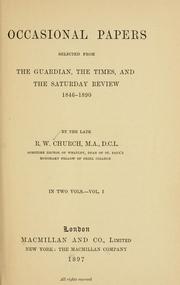 Cover of: Occasional papers, selected from the Guardian, the Times, and the Saturday review, 1846-1890