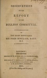 Cover of: Observations on the Report of the Bullion Committee