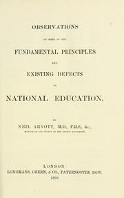 Cover of: Observations on some of the fundamental principles and existing defects of national education
