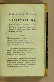 Cover of: Observations de M. de Cocherel, député de Saint-Domingue, à l'Assemblée nationale, sur le mémoire du ministre de la marine, renvoyé au comité des douze