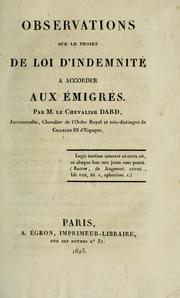 Cover of: Observations sur le projet de loi d'indemnité à accorder aux émigrés