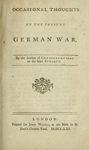 Cover of: Occasional thoughts on the present German war. by Israel Mauduit