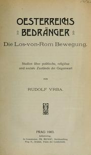 Cover of: Oesterreichs bedranger by Rudolf Vrba