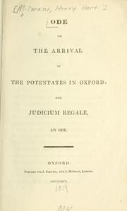 Cover of: Ode on the arrival of the potentates in Oxford, and Judicium regale, an ode
