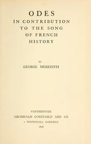 Cover of: Odes in contribution to the song of French history.