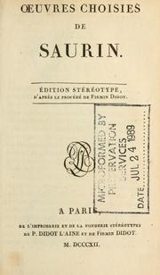 Cover of: Oeuvres choisies de Saurin.