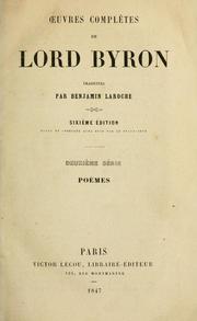 Cover of: OEuvres complètes de Lord Byron by Lord Byron