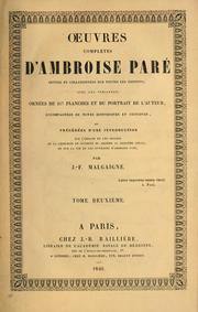 Cover of: OEuvres complètes d'Ambroise Paré by Ambroise Paré