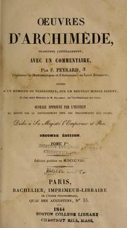 Cover of: Oeuvres d'Archimède by Archimedes