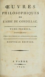 Cover of: Oeuvres philosophiques de l'Abbé de Condillac.