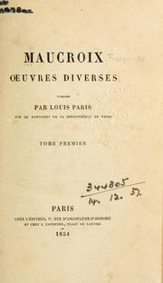 Cover of: Oeuvres diverses: publiées par Louis Paris, sur le manuscrit de la Bibliothèque de Reims.