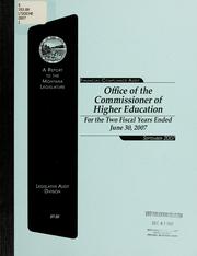 Office of the Commissioner of Higher Education financial-compliance audit for the two fiscal years ended June 30 .. by Montana. Legislature. Legislative Audit Division.