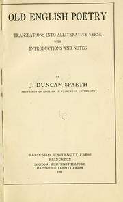 Cover of: Old English poetry by John Duncan Ernst Spaeth