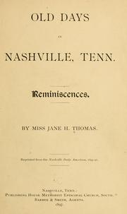 Cover of: Old days in Nashville, Tenn.