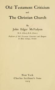 Cover of: Old Testament criticism and the Christian church