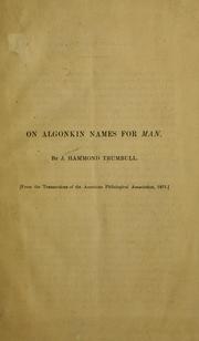 Cover of: On Algonkin names for man