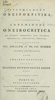 Cover of: Oneirocritica by Artemidorus Daldianus