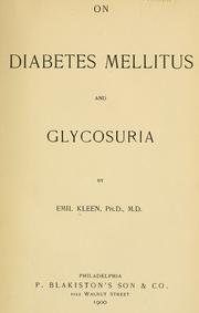 Cover of: On diabetes mellitus and glycosuria