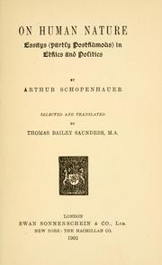 Cover of: On human nature; essays (partly posthumous) in ethics and politics by Arthur Schopenhauer